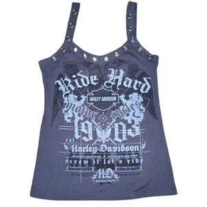 Harley davidson grommet tank top size medium grey distressed motorcycles ride